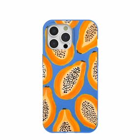 Electric Blue Juicy Papayas iPhone 15 Pro Max Case Durable Frame