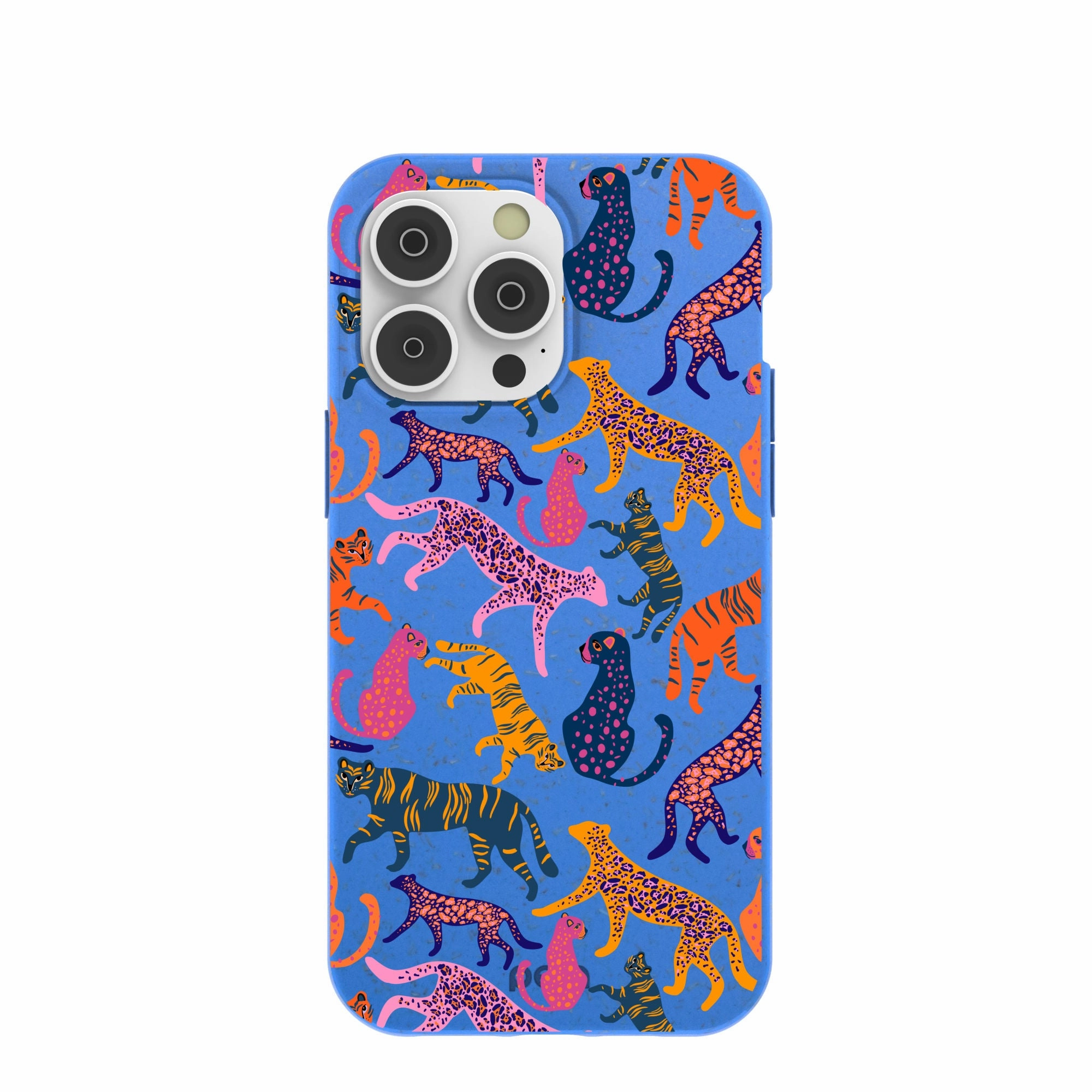 Electric Blue Jungle Cat iPhone 14 Pro Max Case Fashion Look