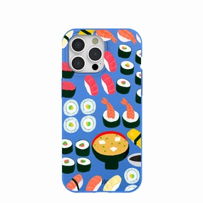 Soft Shape Fashion Accessory Electric Blue Sushi Night iPhone 15 Pro Max Case