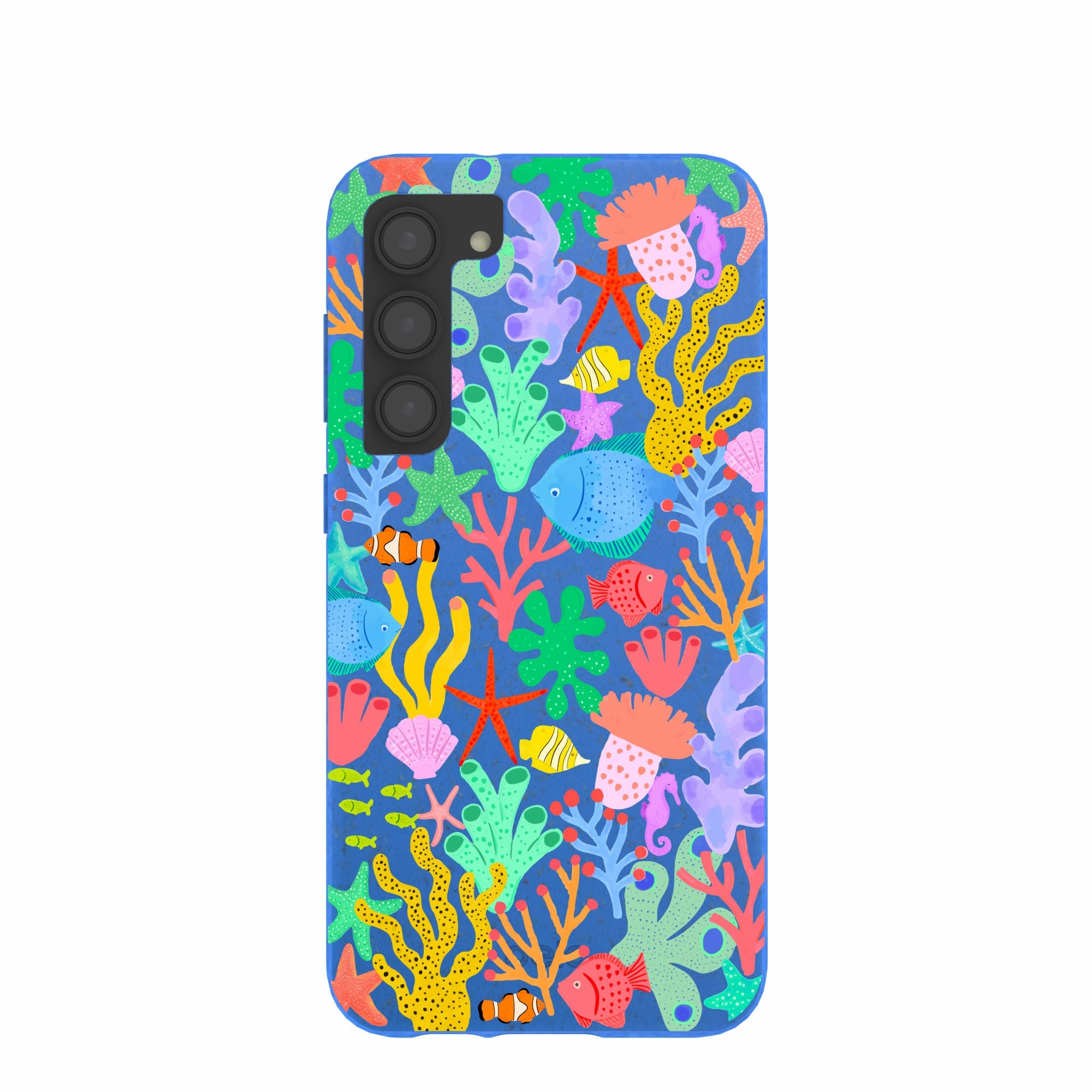 Electric Blue Underwater Blooms Samsung Galaxy S23 (Plus) Case Rugged Texture Design Vivid Surface