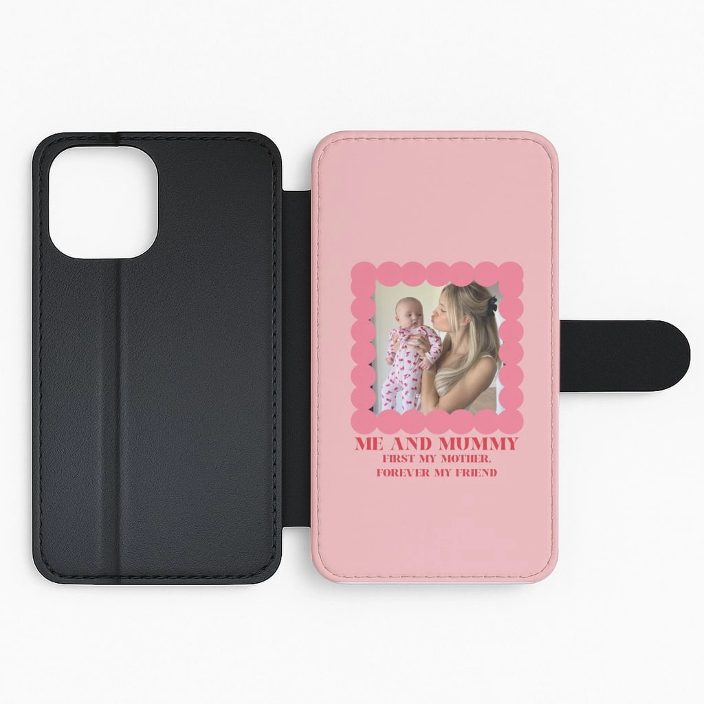 Me And Mummy - Personalised Mother's Day Flip / Wallet Phone Case Luxury Finish Texture