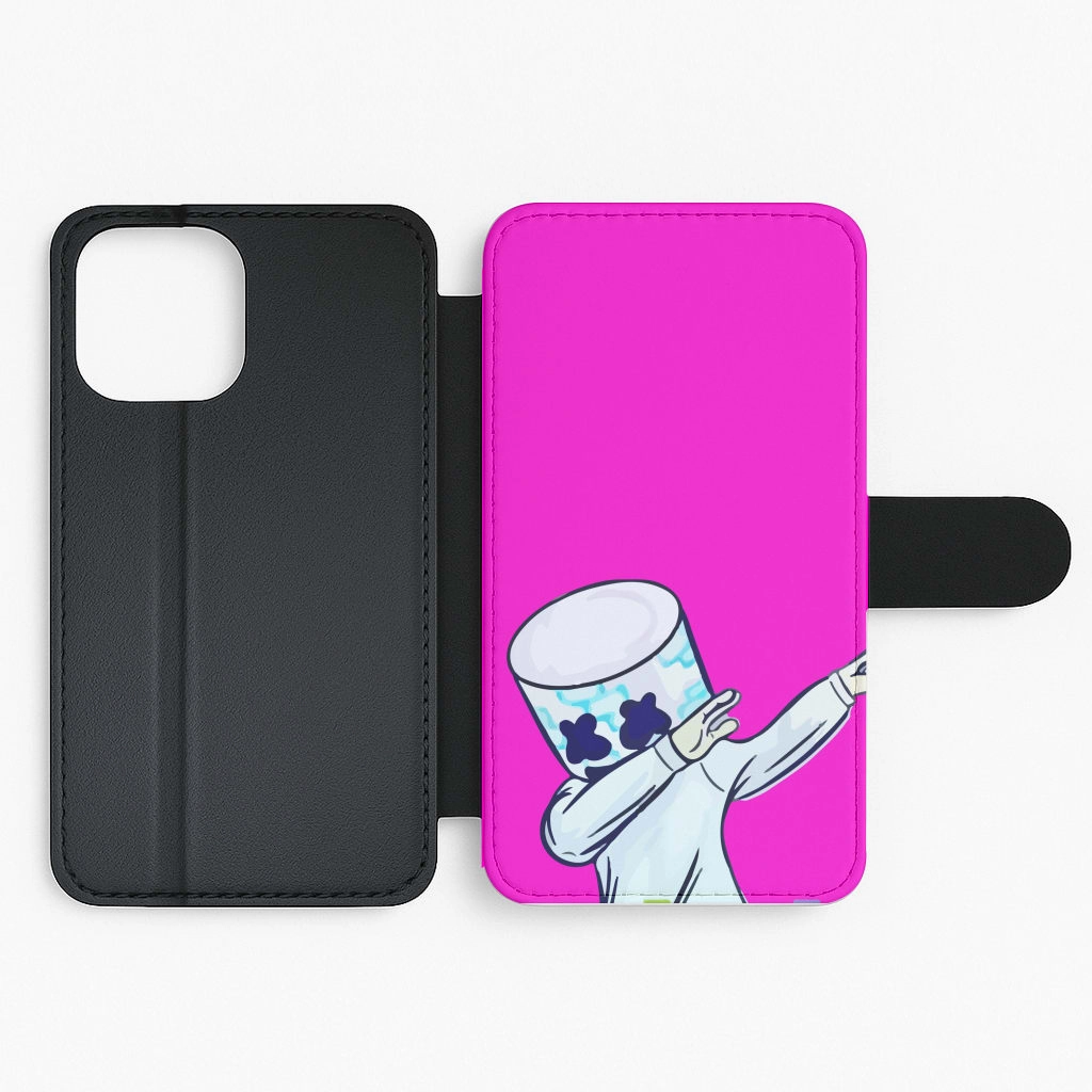 Pink Marshmello Dab  Flip / Wallet Phone Case Wireless charging Refined Protection
