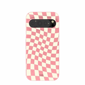 Bubblegum Pink Warped Checkers Google Pixel 9/9 Pro Case Soft Layer