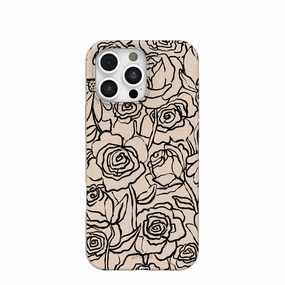 Water Resistant Seashell Inked Blooms iPhone 16 Pro Max Case