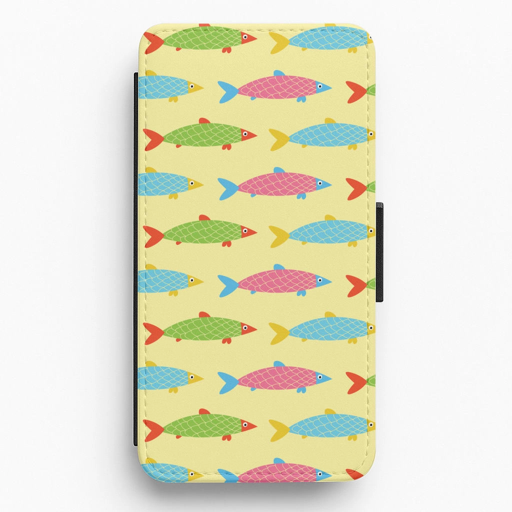 Youth Style Colourful Cartoon Fish Pattern Flip / Wallet Phone Case