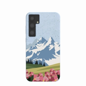 Powder Blue Mountains and Blooms Samsung Galaxy S24 (Plus) Case Ultra Slim Soft touch layer