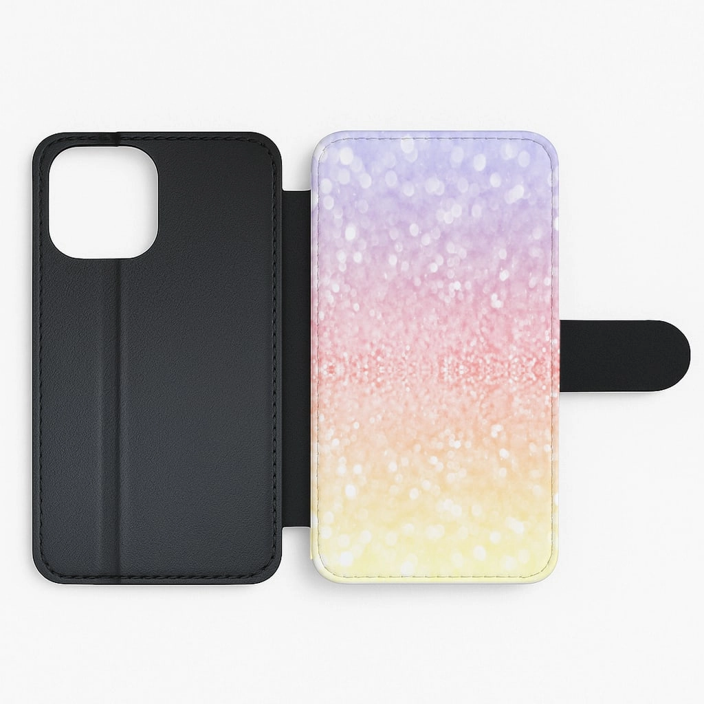 Glitter Splash Flip / Wallet Phone Case Colorful Design Glossy Texture Layer