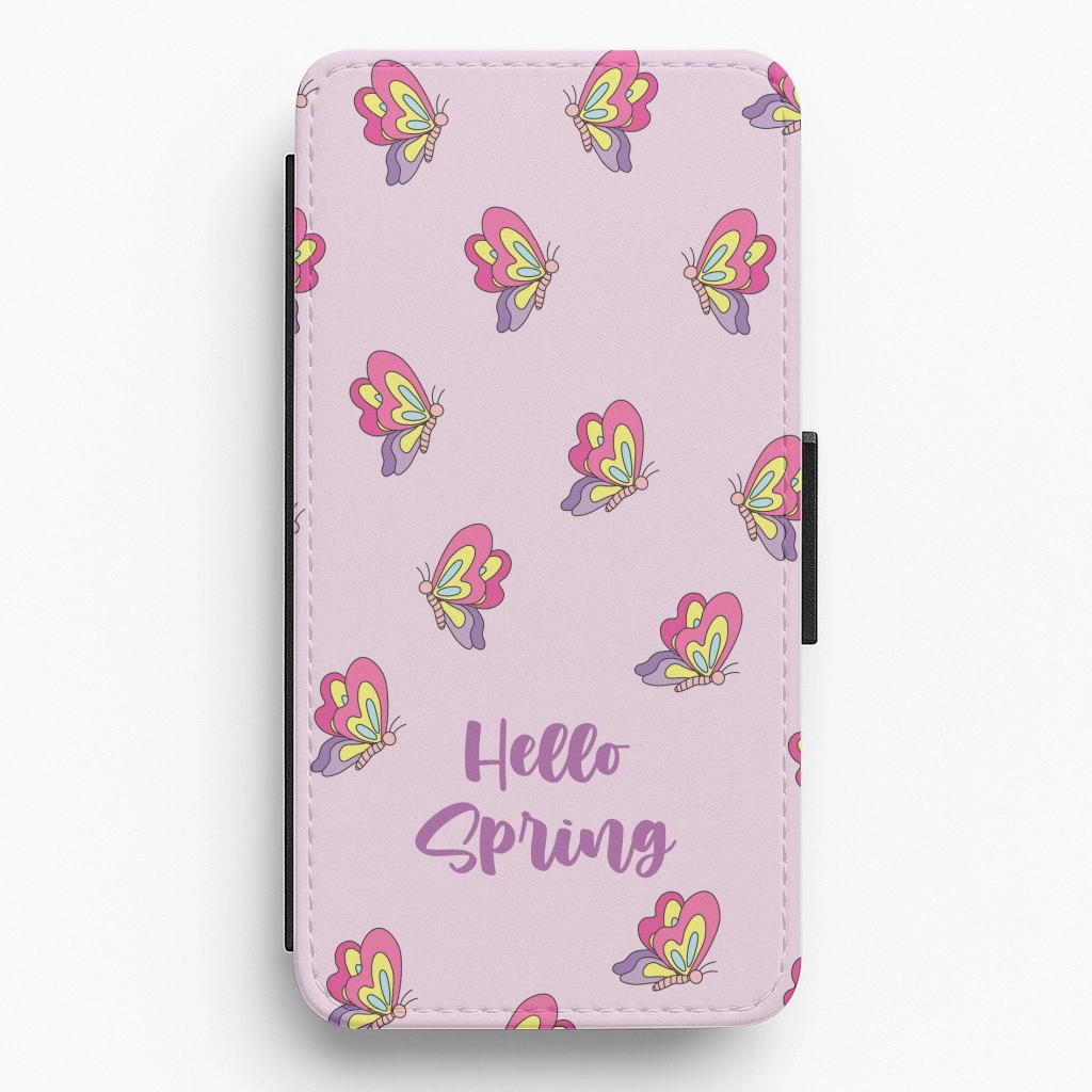 Hello Spring Butterfly Pattern Flip / Wallet Phone Case Hybrid Pattern Texture Comfort Texture Layer