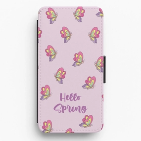 Hello Spring Butterfly Pattern Flip / Wallet Phone Case Hybrid Pattern Texture Comfort Texture Layer