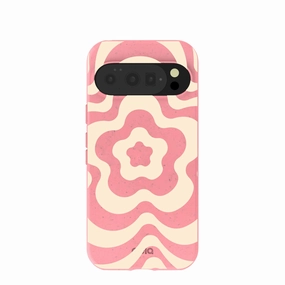 Bubblegum Pink Morning Flower Google Pixel 10/10 Pro Case Rugged Detail Layer Anti Shock Layer