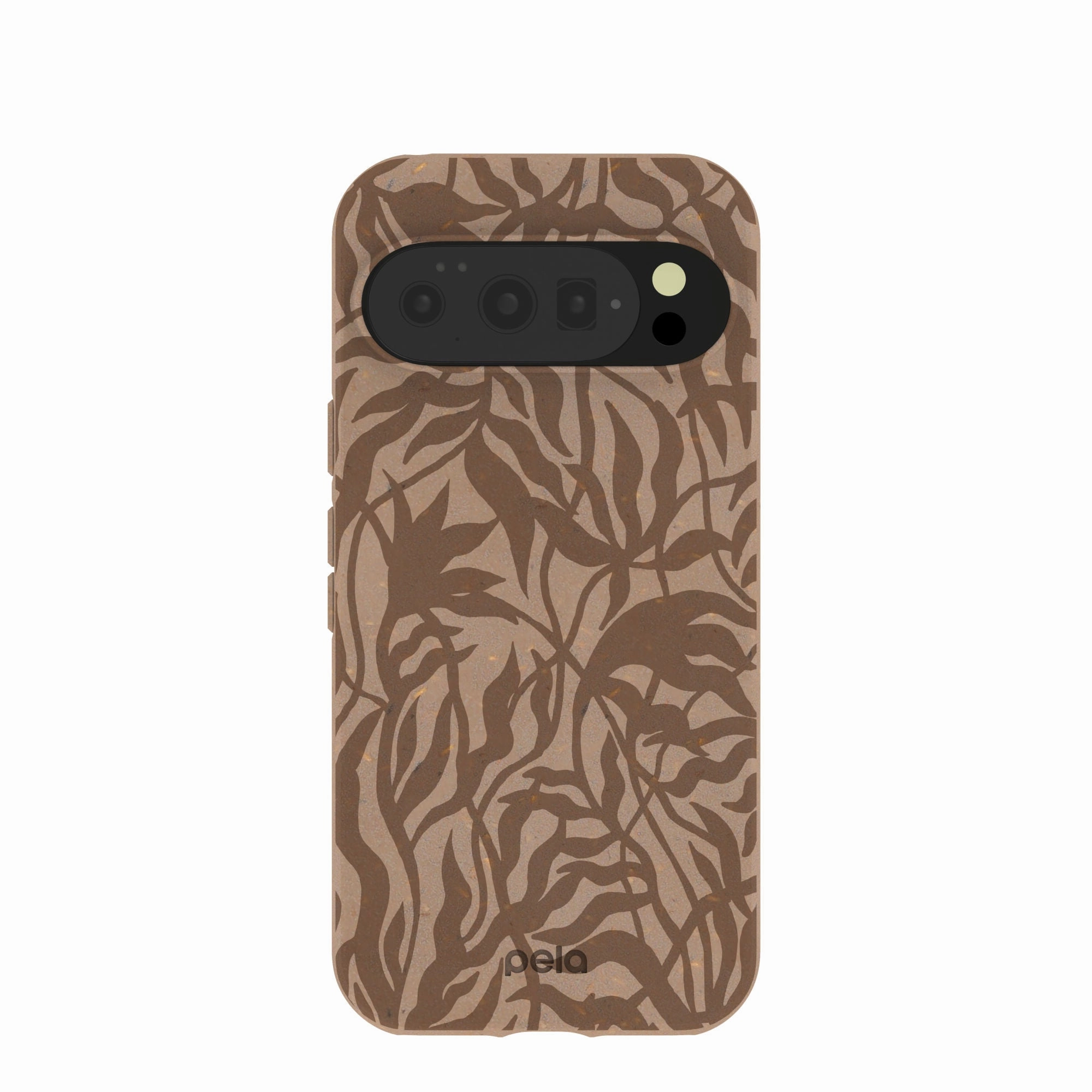 Chocolate Brown Rustic Leaves Google Pixel 10/10 Pro Case Protective Detail Hybrid Edge Finish