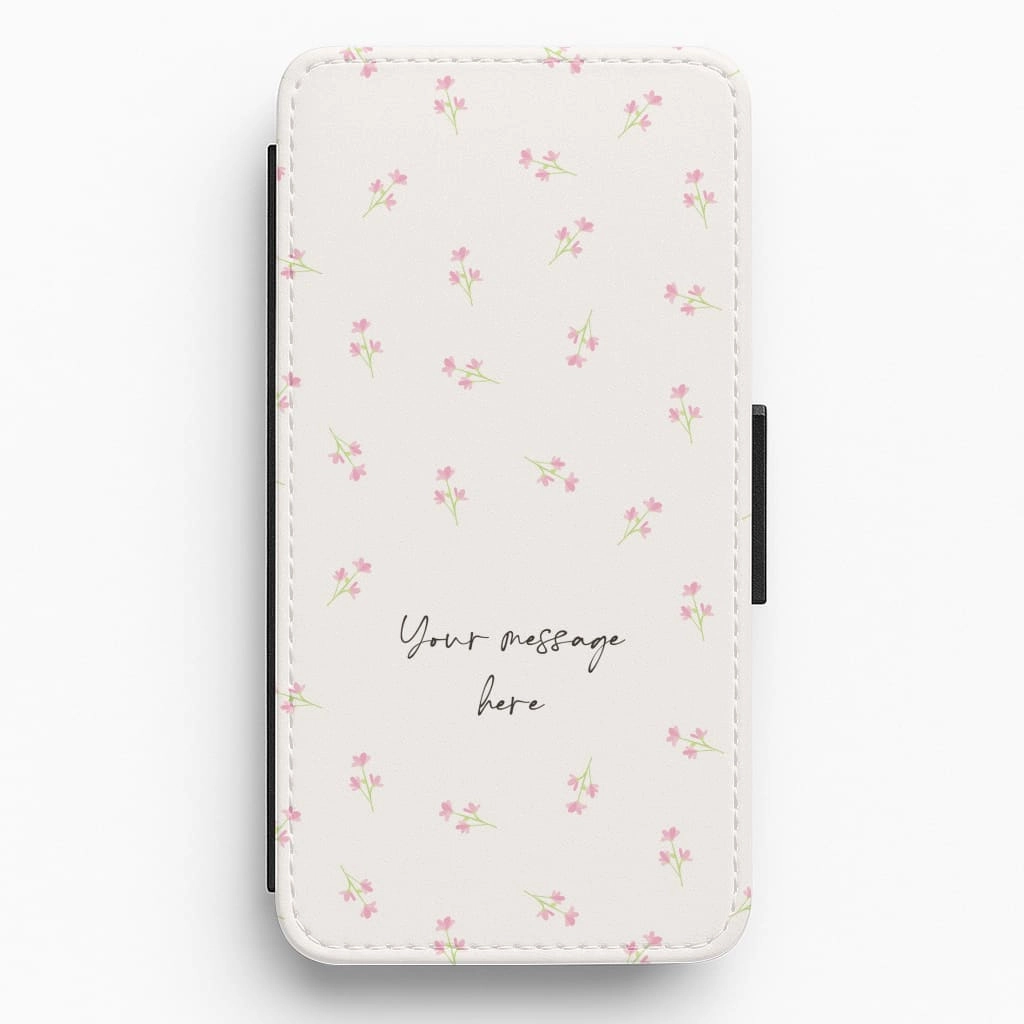 Unique Artwork Floral Personalised Message Flip / Wallet Phone Case