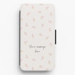 Unique Artwork Floral Personalised Message Flip / Wallet Phone Case