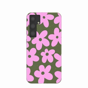 Rugged Edge Strong Corners Forest Floor Pink Blooms Samsung Galaxy S24 (Plus) Case