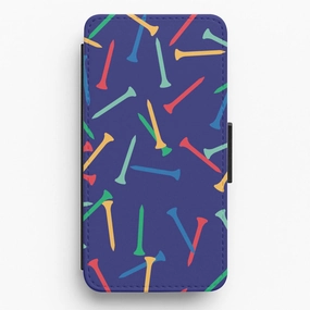 Golf Tees Pattern Flip / Wallet Phone Case Comfort Grip Protective Gear