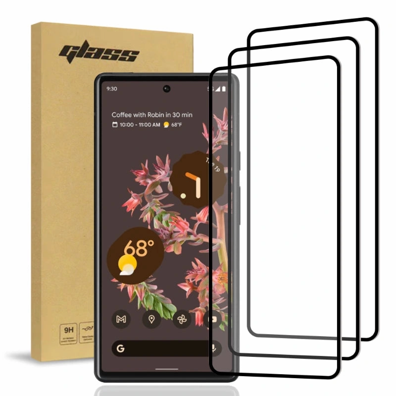Google Pixel 6 Pro (3 Per Pack) 3D Full Glue Glass Screen Protector w/Hole Punch Shock Resistant Flexible Comfort