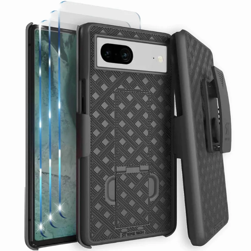 Carbon Fiber Google Pixel 7 Belt Clip Holster Phone Case