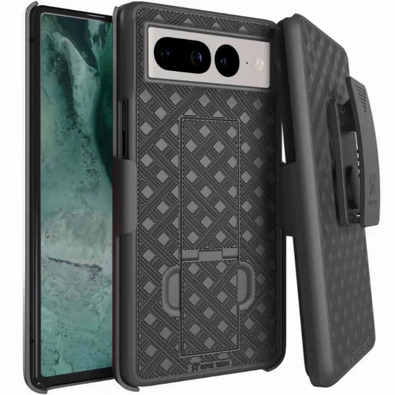 Google Pixel 7 Pro Belt Clip Holster Phone Case Rugged Outline Clear Finish
