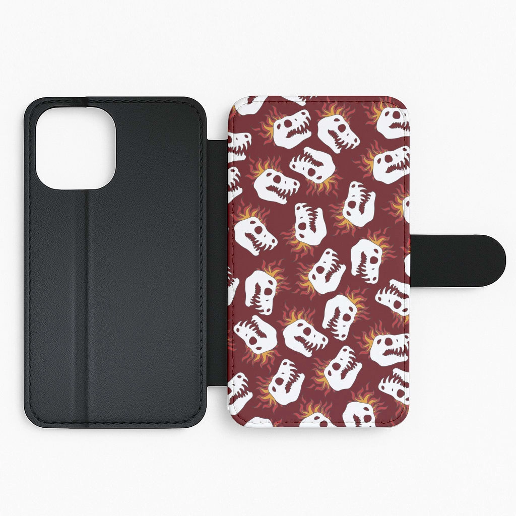 Bone Pattern - Dinosaurs Flip / Wallet Phone Case Elegant Appearance