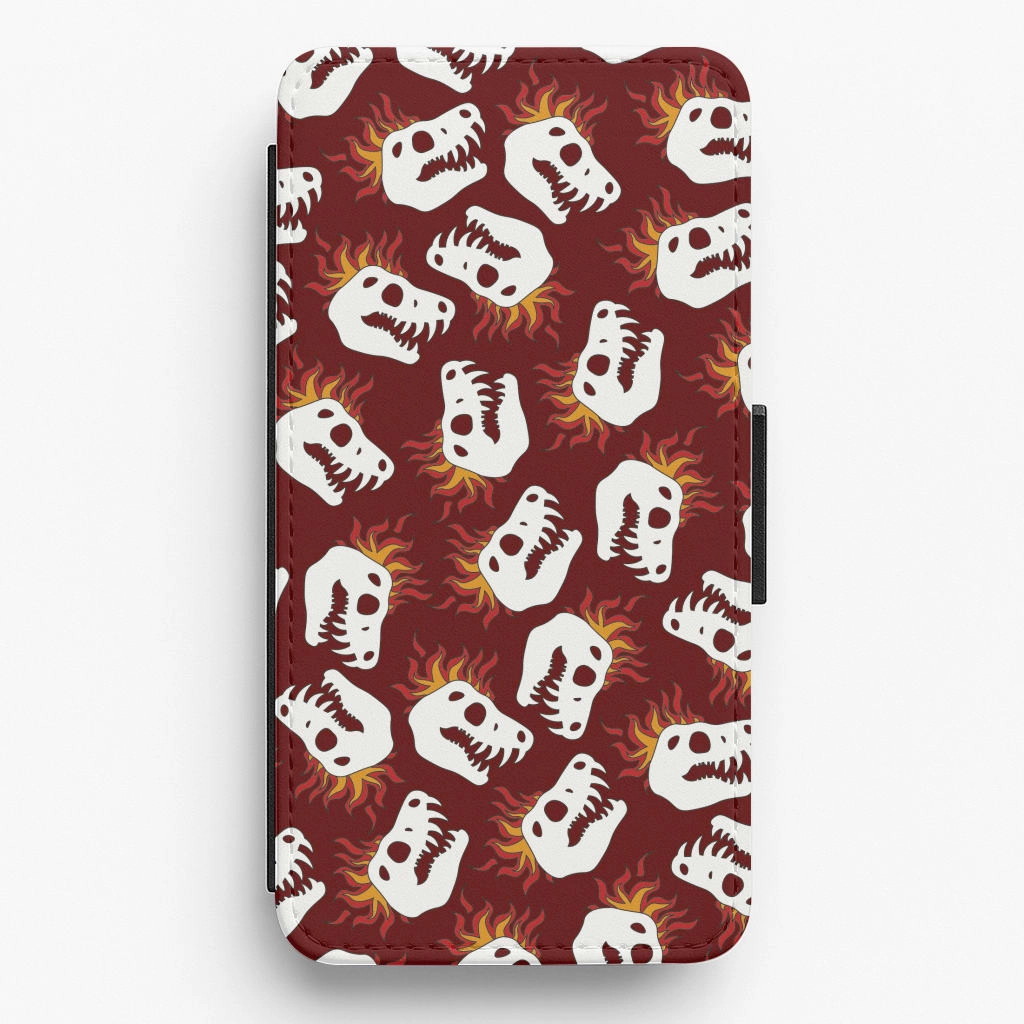 Durable Detail Bone Pattern - Dinosaurs Flip / Wallet Phone Case