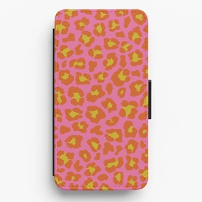 Modern Build Vibrant Cheetah Print Flip / Wallet Phone Case