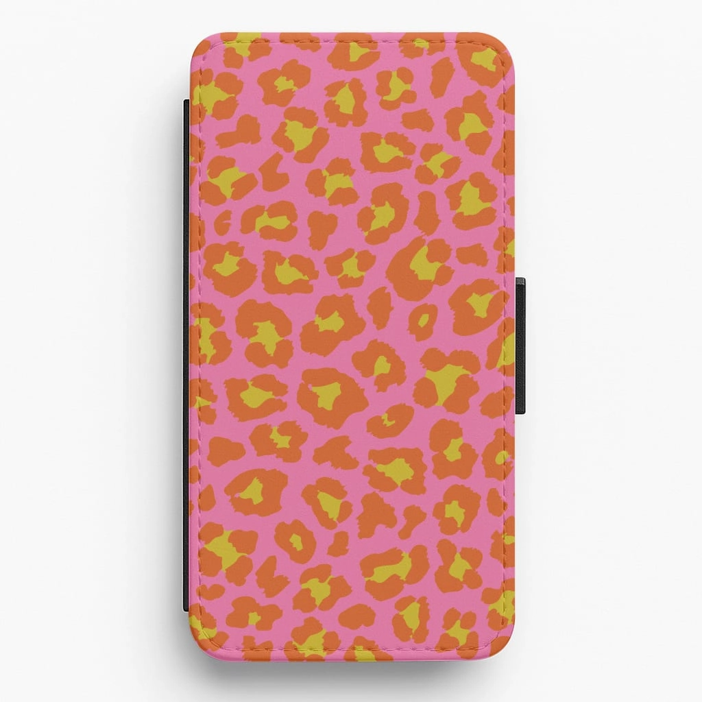 Modern Build Vibrant Cheetah Print Flip / Wallet Phone Case