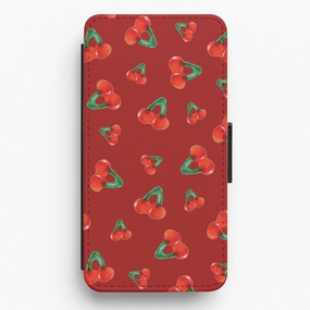 Protective Finish Smooth Layer Texture Gummy Cherries Pattern Flip / Wallet Phone Case