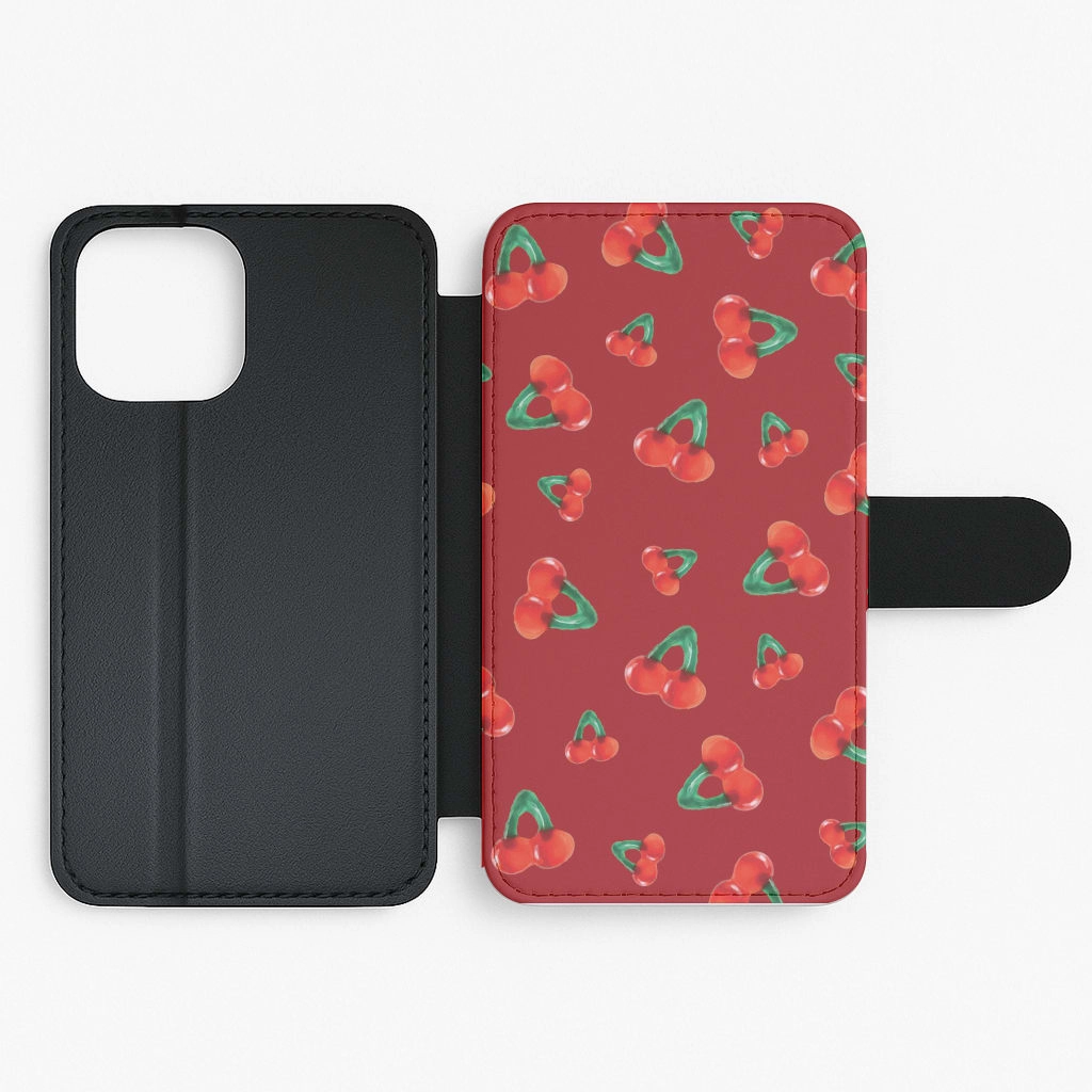 elegant design Gummy Cherries Pattern Flip / Wallet Phone Case