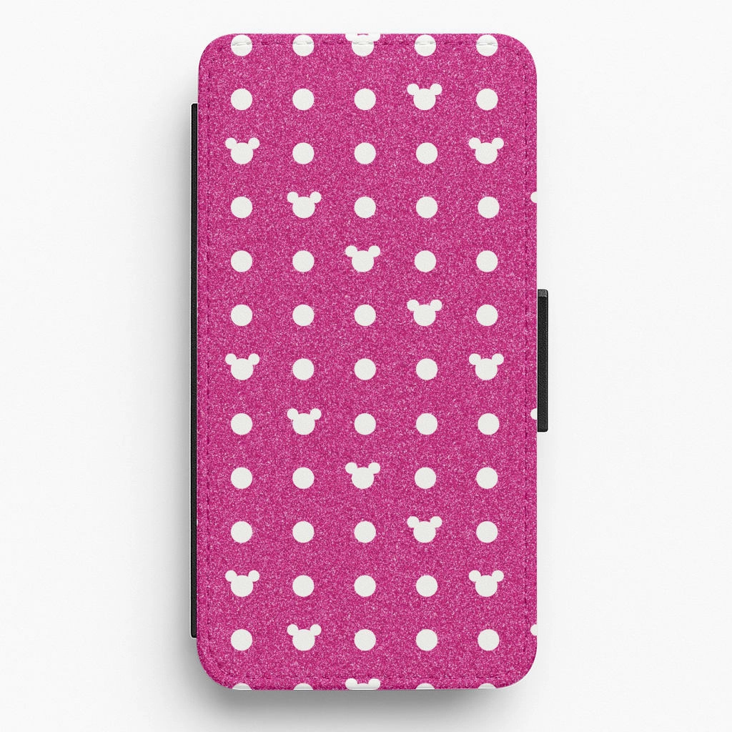 Minimal Style Soft Grip Mickey Polkadot Pink Fairytale Flip / Wallet Phone Case