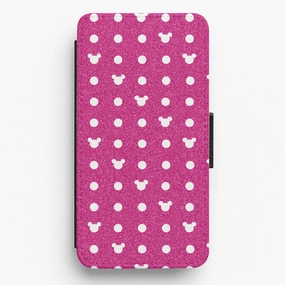 Minimal Style Soft Grip Mickey Polkadot Pink Fairytale Flip / Wallet Phone Case
