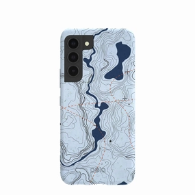 Shock Surface Frosted Finish Powder Blue Contour Lines Samsung Galaxy S22 Case