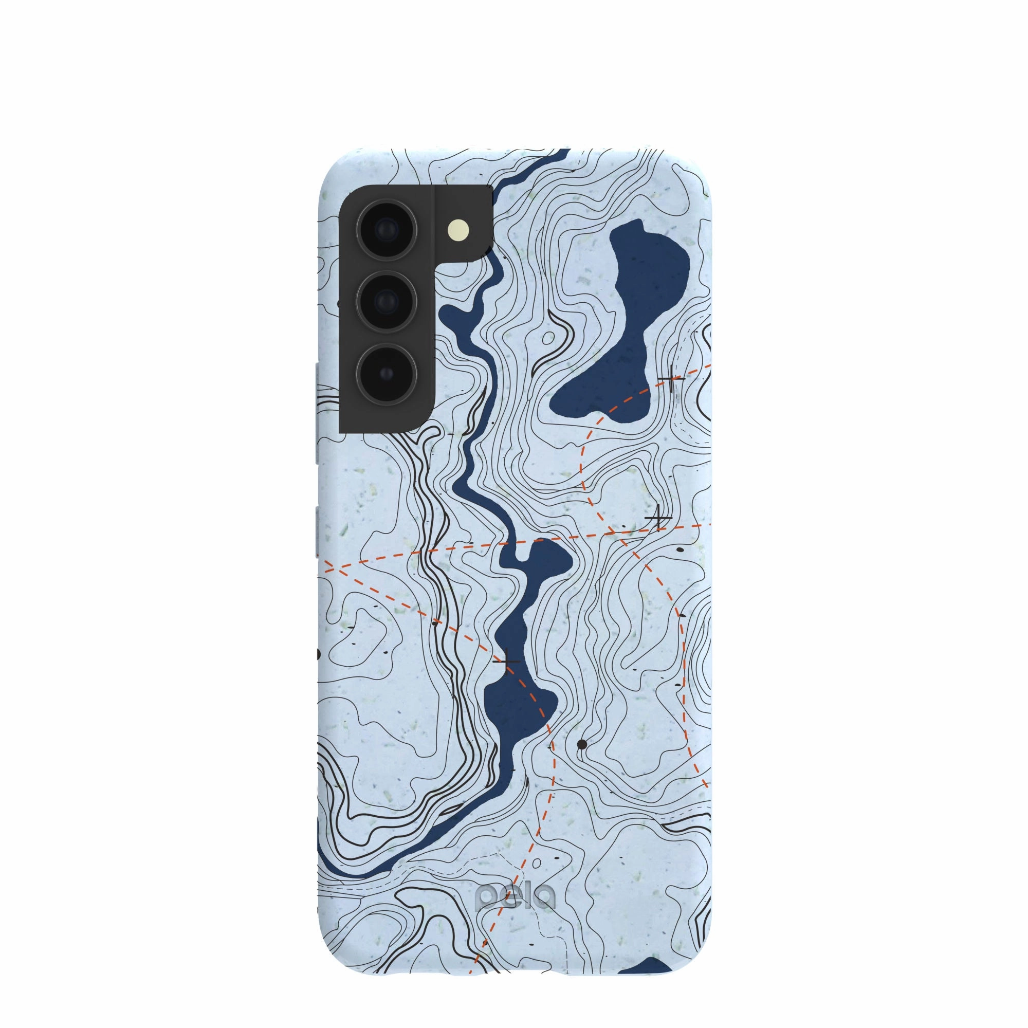 Shock Surface Frosted Finish Powder Blue Contour Lines Samsung Galaxy S22 Case