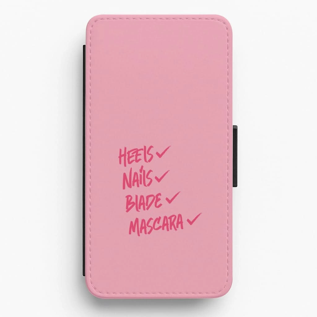Heels, Nails, Blade, Mascara Flip / Wallet Phone Case Transparent Edge Durable structure