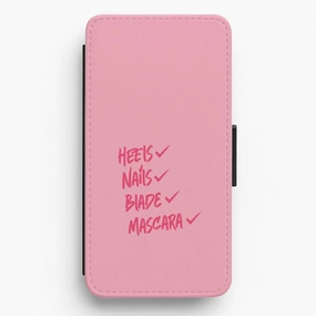 Heels, Nails, Blade, Mascara Flip / Wallet Phone Case Transparent Edge Durable structure