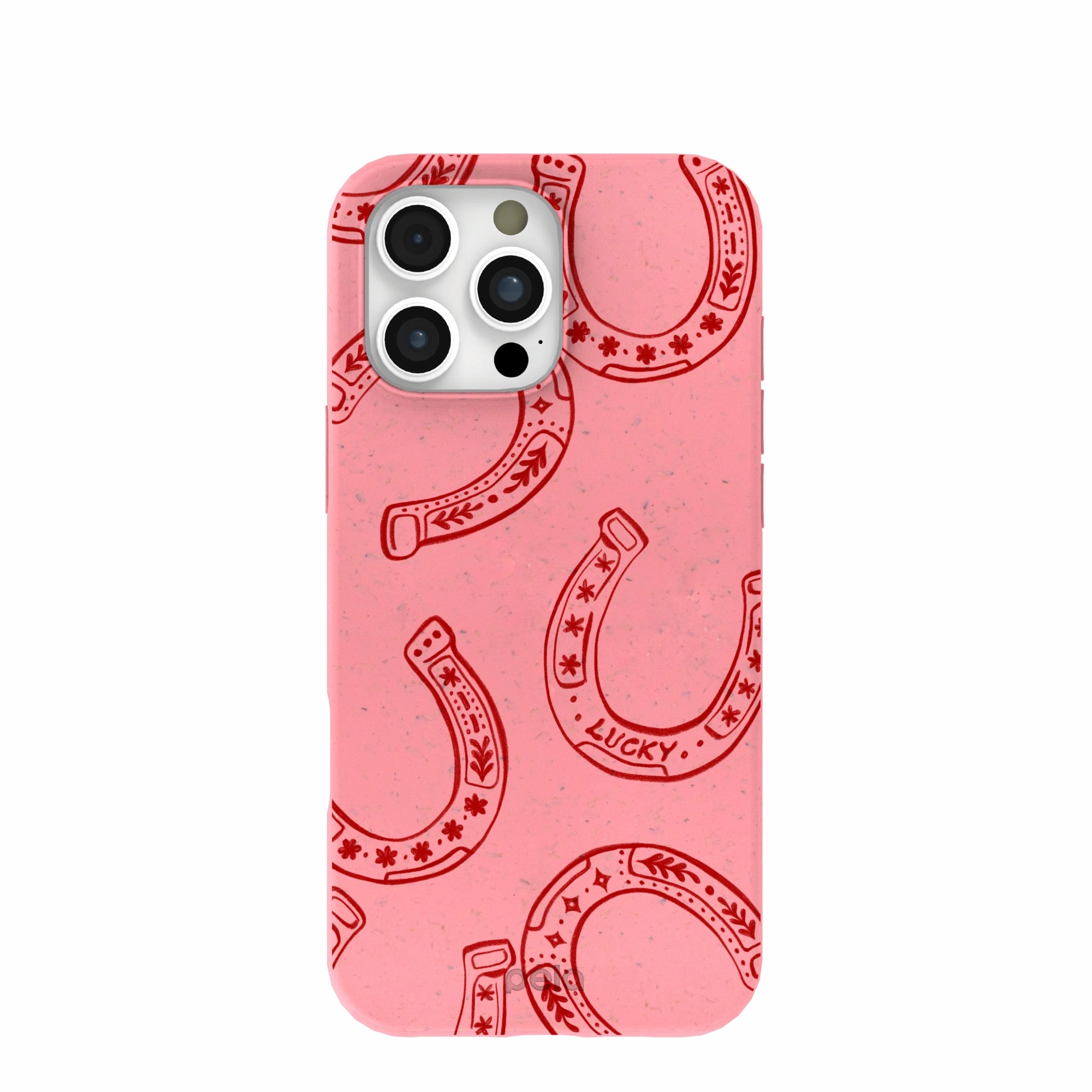 Protective Texture Finish Bubblegum Pink Lucky Horseshoe iPhone 16 Pro Max Case