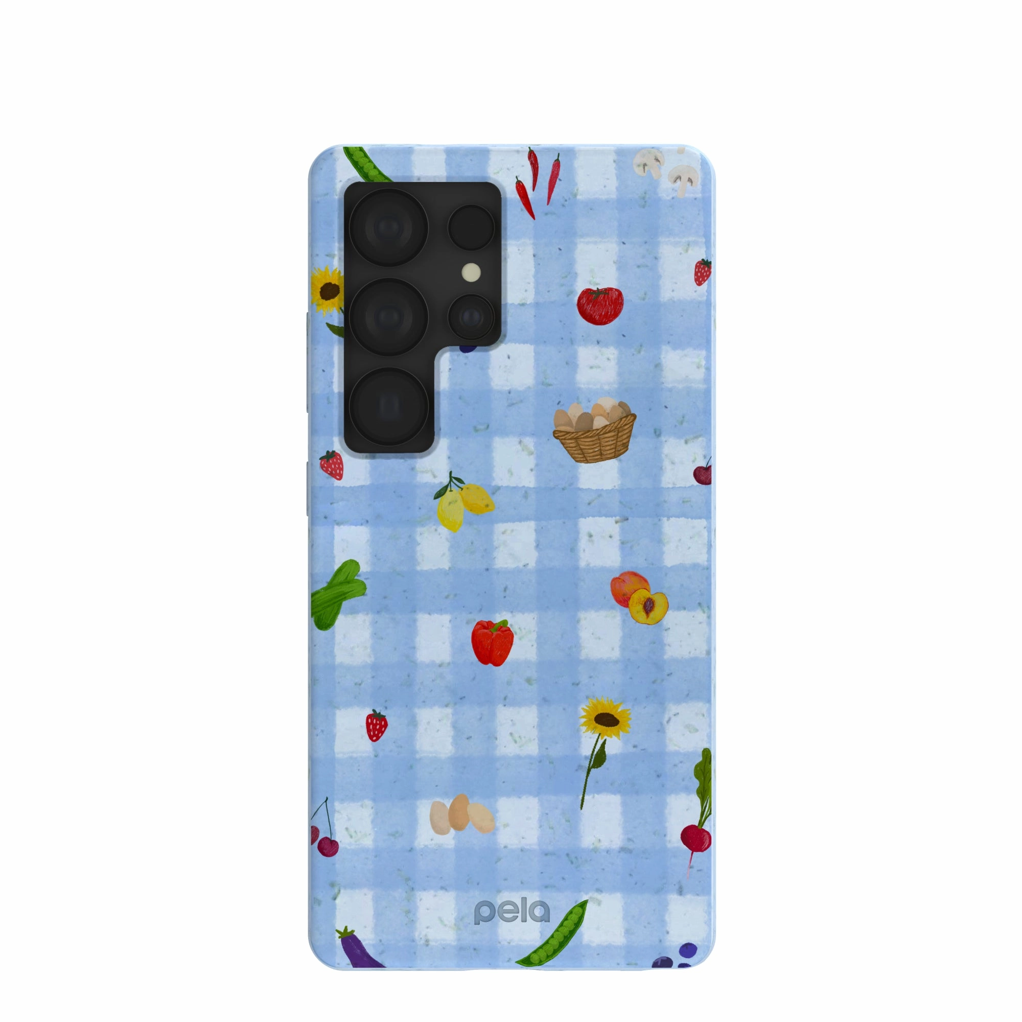 Powder Blue Gingham Farmhouse Samsung Galaxy S25 Ultra Case Minimal Detail Smooth Finish Touch
