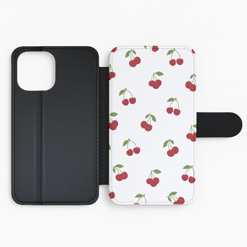 Luxury Finish Hybrid Texture Design Cherries - Fruit Patterns Flip / Wallet Phone Case