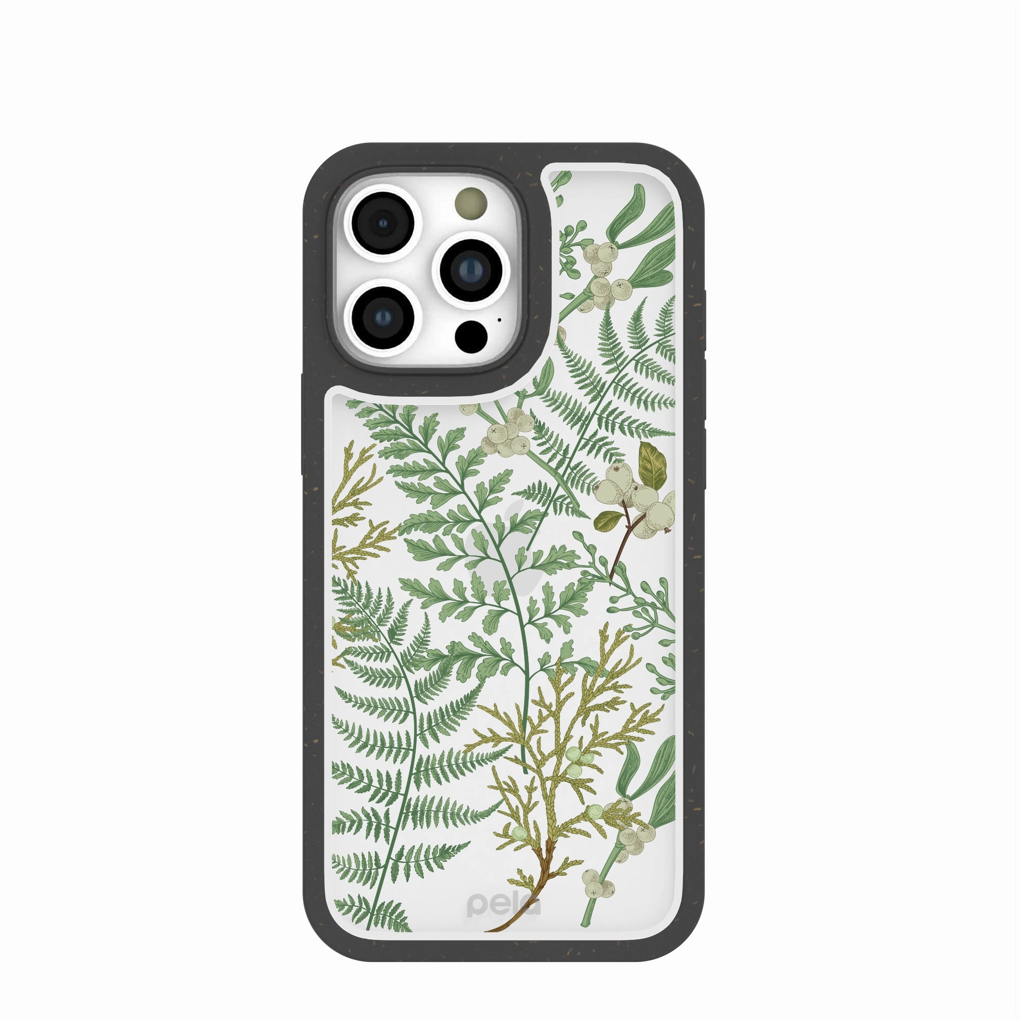 Matte Design Texture Minimal Pattern Texture Clear Herbarium iPhone 16 Pro Max Case With Black Ridge