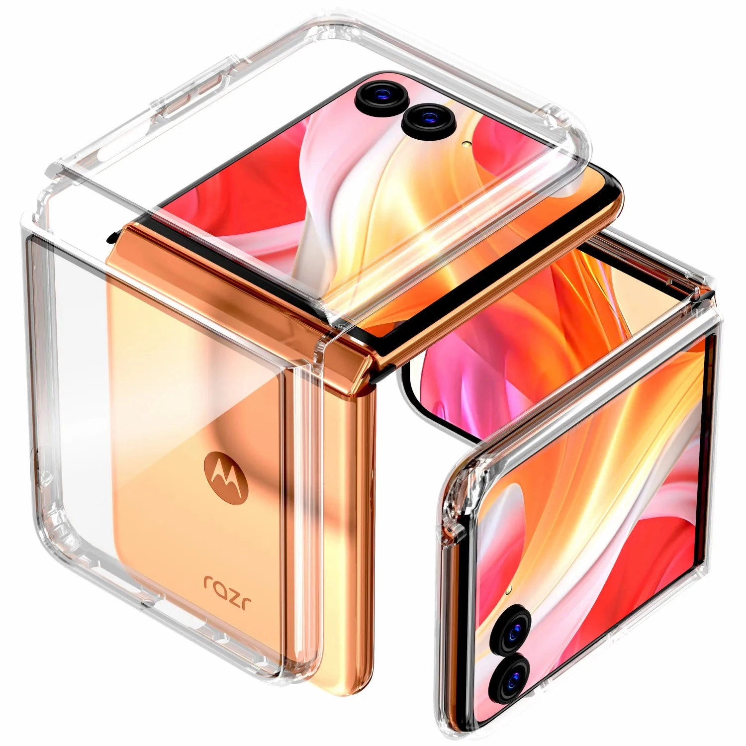 Soft Protection Edge Clear Edge Motorola Razr Plus (2024) / Razr 50 Ultra Hybrid Shockproof Clear Slim Acrylic Case Cover Flexible Hinge Rib