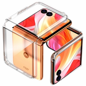 Soft Protection Edge Clear Edge Motorola Razr Plus (2024) / Razr 50 Ultra Hybrid Shockproof Clear Slim Acrylic Case Cover Flexible Hinge Rib