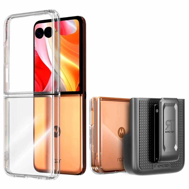 Motorola Razr Plus (2024) / Razr 50 Ultra Hybrid Shockproof Clear Slim Acrylic Case Cover Flexible Hinge Rib Shock Cushion Tough Frame