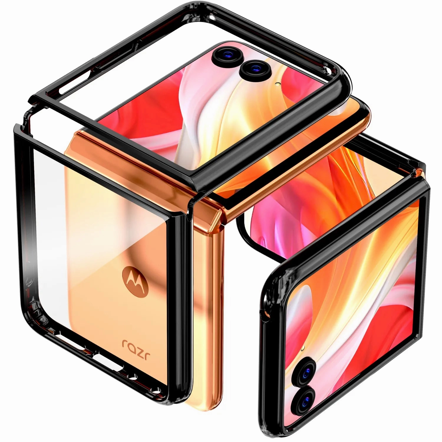 Motorola Razr Plus (2024) / Razr 50 Ultra Hybrid Shockproof Clear Slim Acrylic Case Cover Flexible Hinge Rib Lightweight Frame