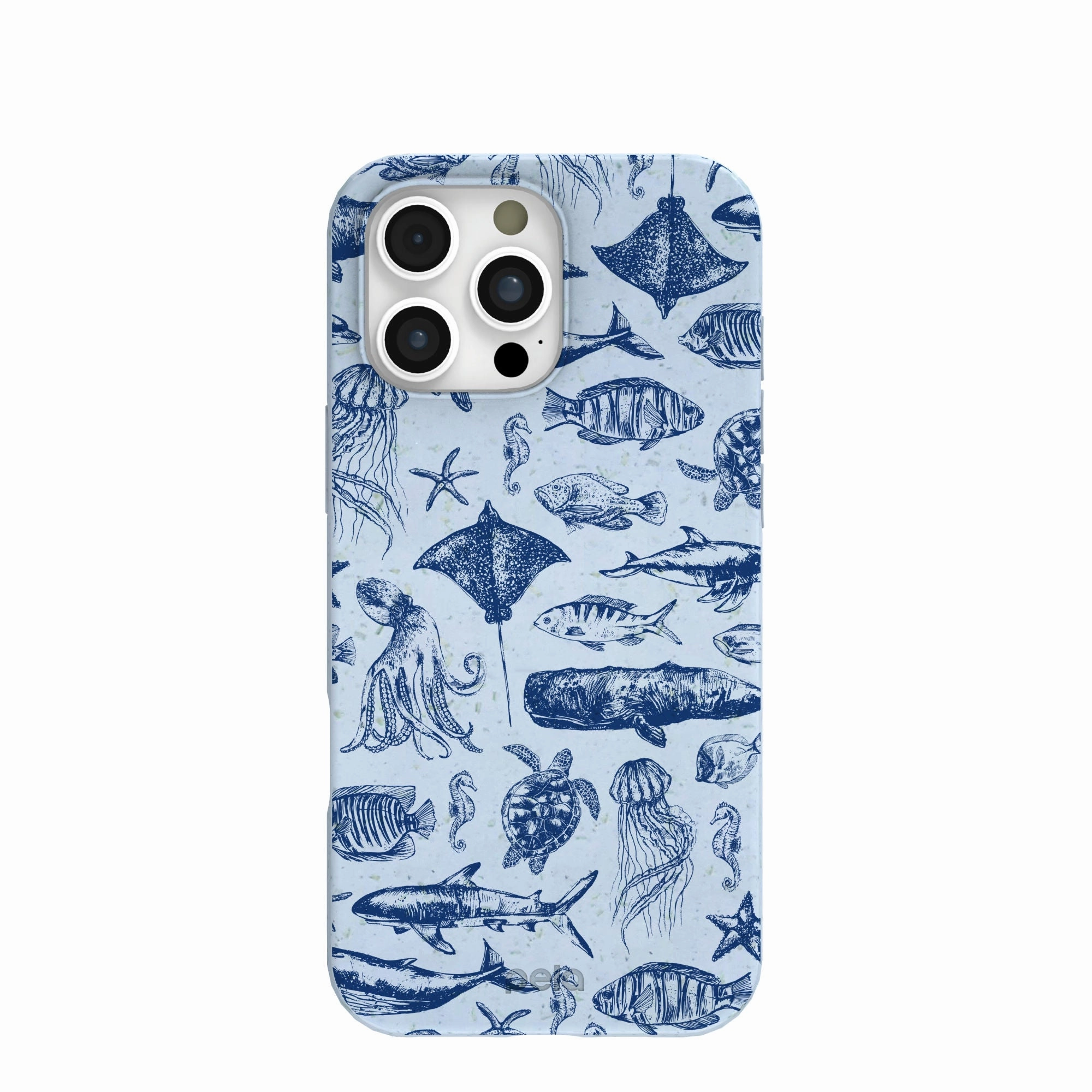 Powder Blue Marine Life iPhone 16 Pro Max Case Casual Texture Soft Material