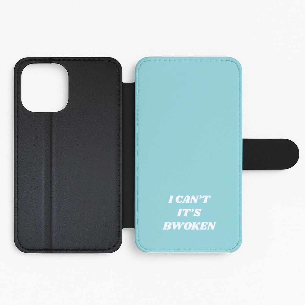 Simple Look Vivid Gradient I Can't It's Bwoken Flip / Wallet Phone Case