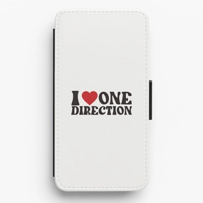 Hybrid Texture I Love Direction Flip / Wallet Phone Case