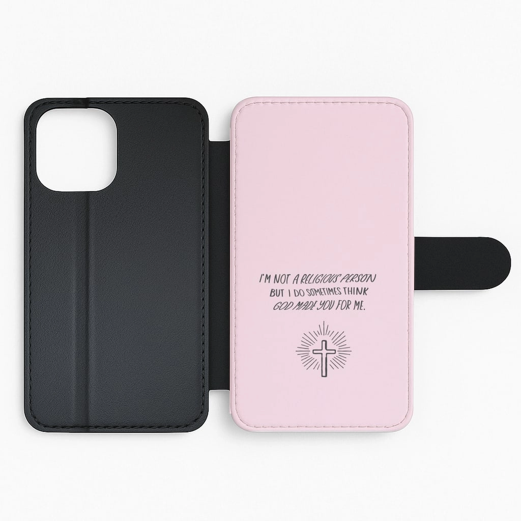 Stylish Finish Compact Look I'm Not A Religious Person Flip / Wallet Phone Case