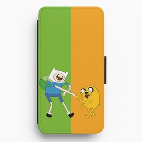 Jake The Dog And Finn The Human Flip / Wallet Phone Case Hybrid Pattern Design Slim Protection