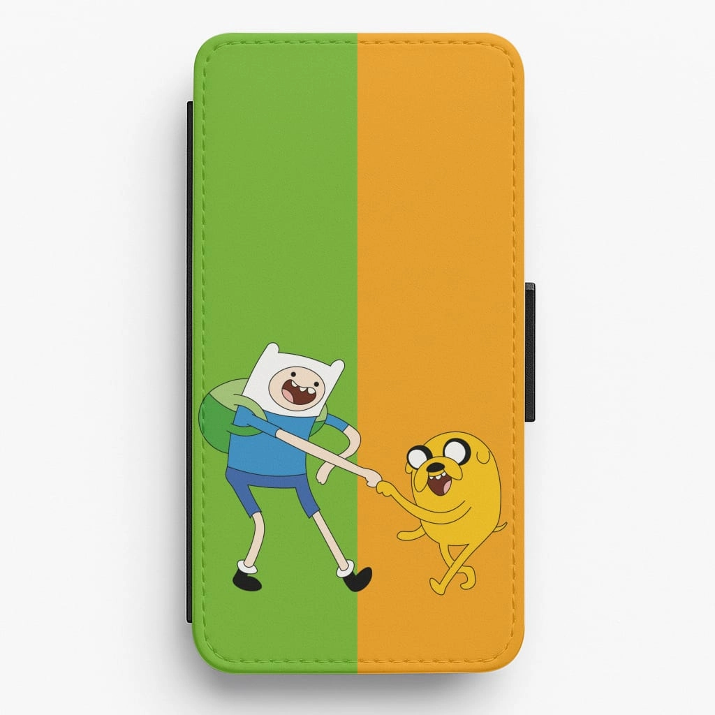 Jake The Dog And Finn The Human Flip / Wallet Phone Case Hybrid Pattern Design Slim Protection