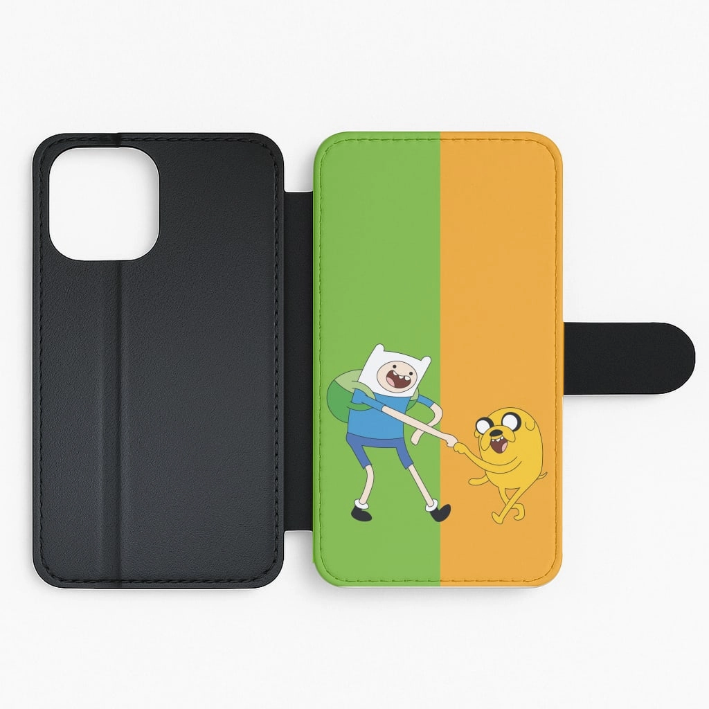 Textured Detail Jake The Dog And Finn The Human Flip / Wallet Phone Case