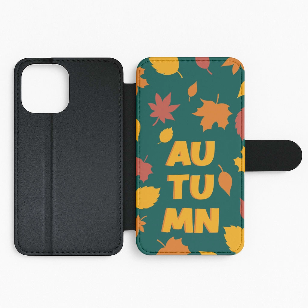 Leaves - Autumn Flip / Wallet Phone Case Strong Outline